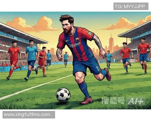梅西在绿茵场上的传奇瞬间插画展现足球之美与激情